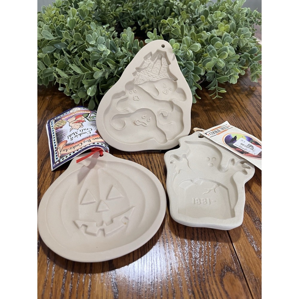 Brown Bag Cookie Molds Three Fall Molds Pumpkin Haunted House Ghost Halloween